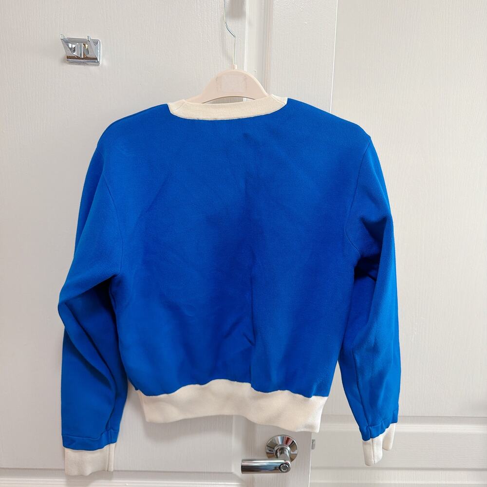 Sandro Murcie Blue Knit Button Front Crewneck Sweater Size 4 - Picture 5 of 8